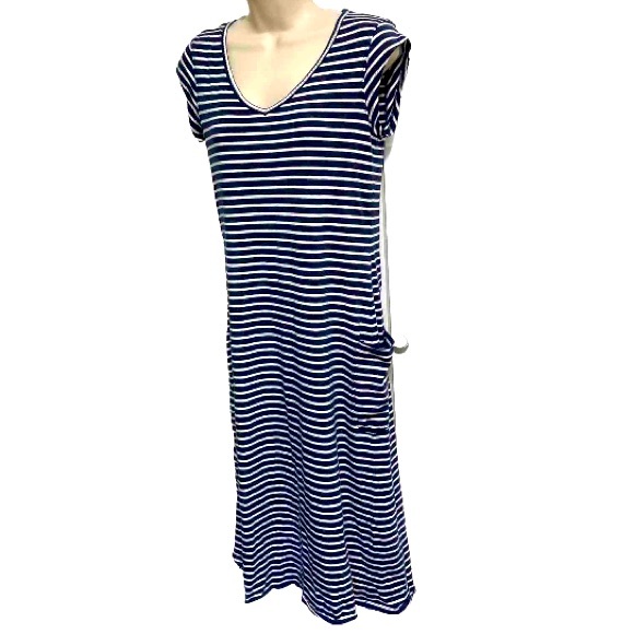 TOAD and CO Marley Blue and White Nautical Striped Short Sleeve Pocket Dress - Picture 1 of 13